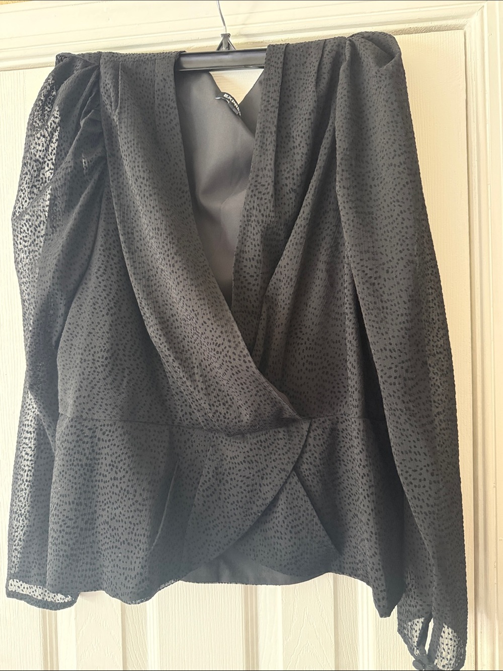 Express Black Textured Wrap Blouse